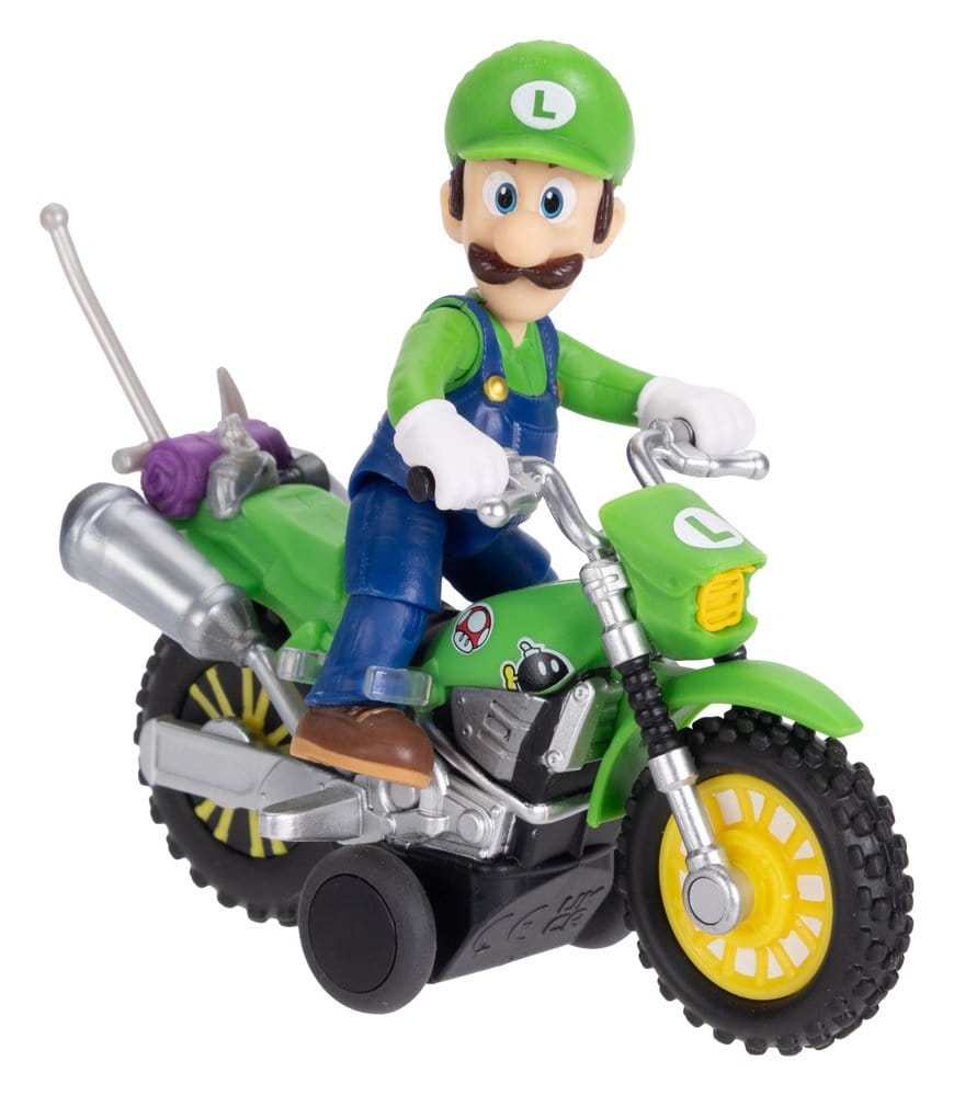 The Super Mario Galaxy Movie Action Figure with Pull Back Motorcycle Luigi 6 cm