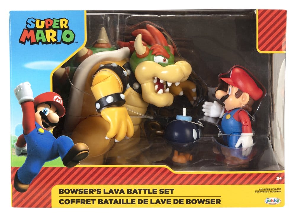 World of Nintendo Action Figure 3-Pack Mario vs. Bowser Lava Battle 6-15 cm