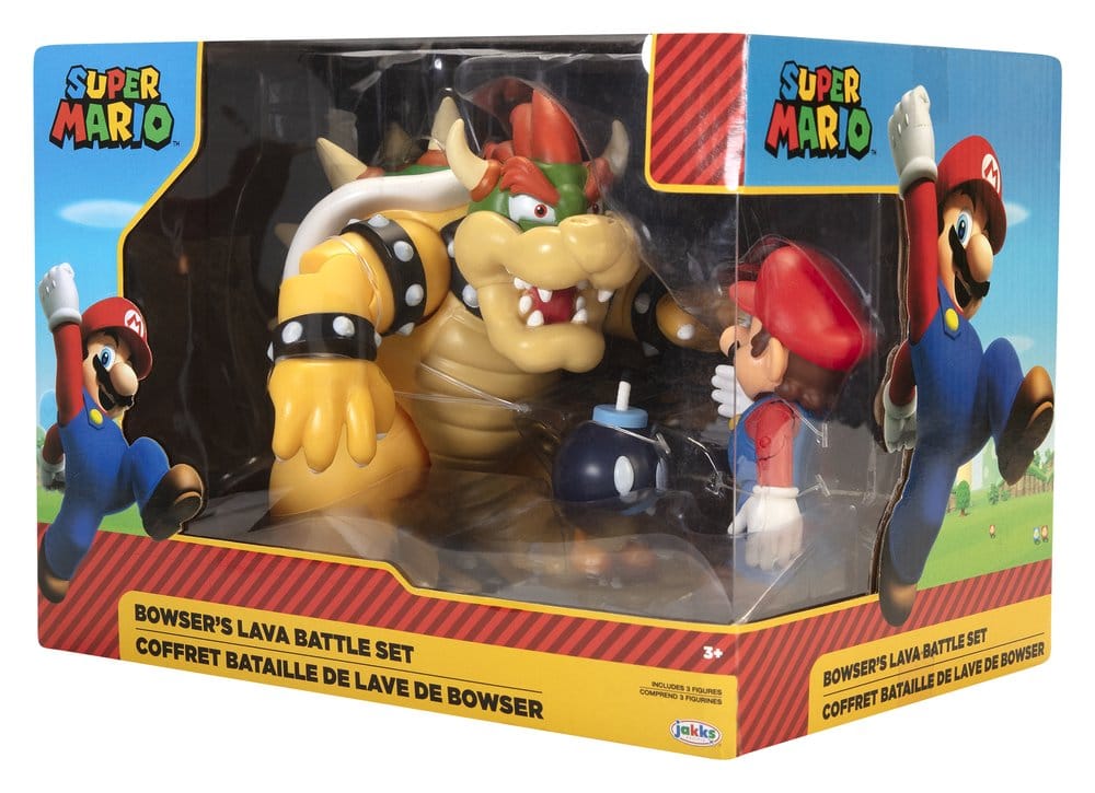 World of Nintendo Action Figure 3-Pack Mario vs. Bowser Lava Battle 6-15 cm