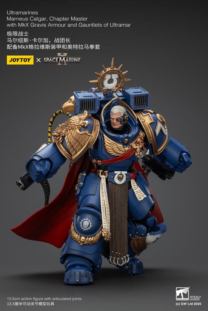 Warhammer 40k Action Figure Ultramarines Marneus Calgar Chapter Master with MKX Gravis Armor and Gauntlets of Ultramar 20 cm