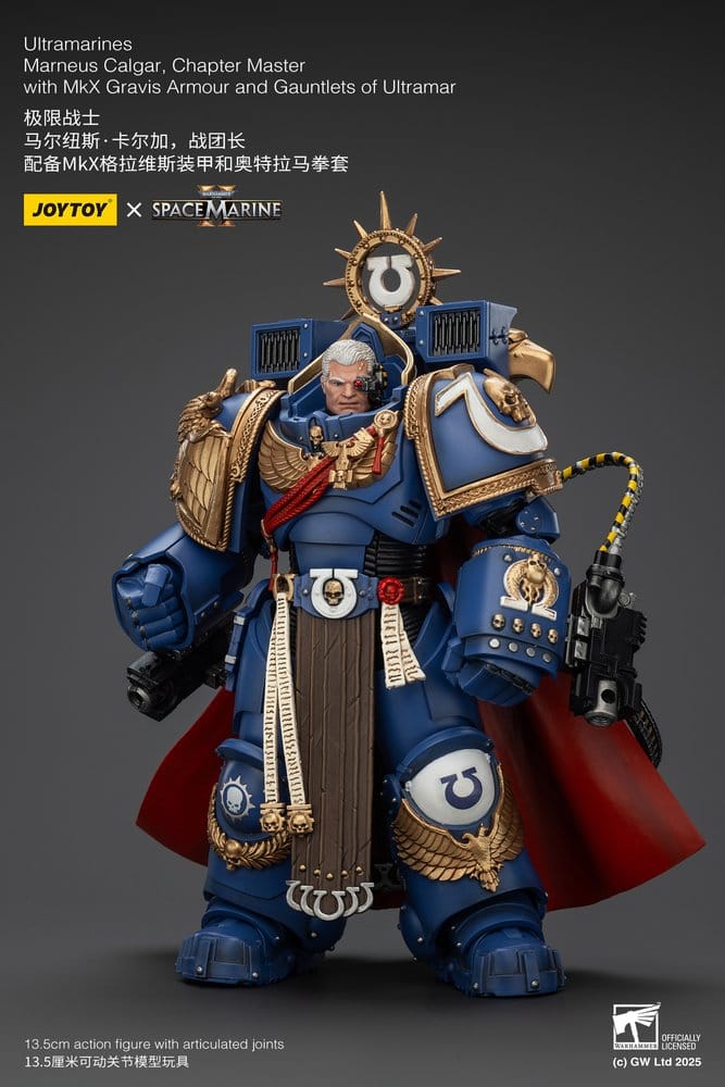 Warhammer 40k Action Figure Ultramarines Marneus Calgar Chapter Master with MKX Gravis Armor and Gauntlets of Ultramar 20 cm