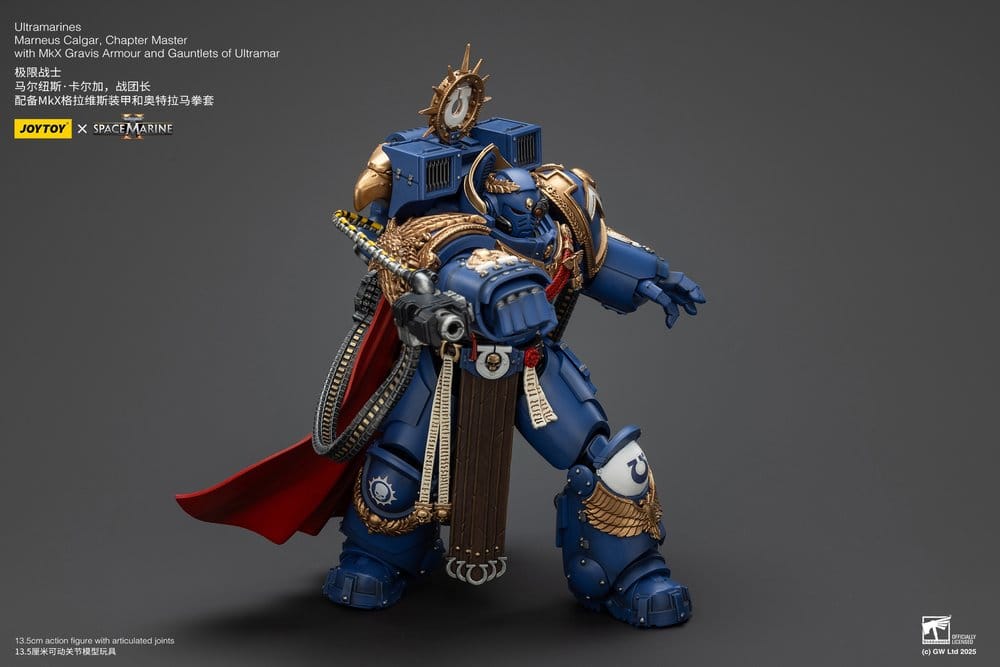 Warhammer 40k Action Figure Ultramarines Marneus Calgar Chapter Master with MKX Gravis Armor and Gauntlets of Ultramar 20 cm