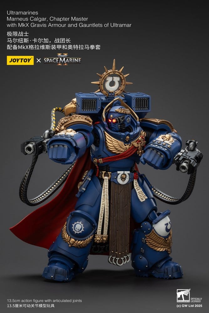 Warhammer 40k Action Figure Ultramarines Marneus Calgar Chapter Master with MKX Gravis Armor and Gauntlets of Ultramar 20 cm