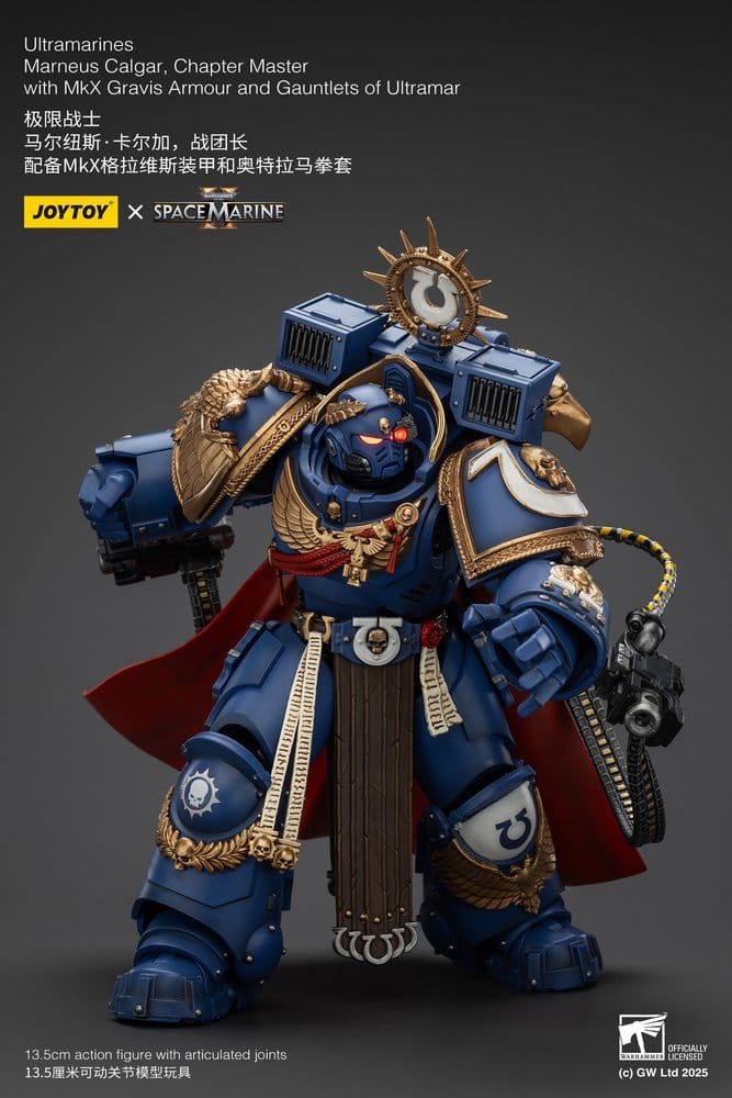 Warhammer 40k Action Figure Ultramarines Marneus Calgar Chapter Master with MKX Gravis Armor and Gauntlets of Ultramar 20 cm