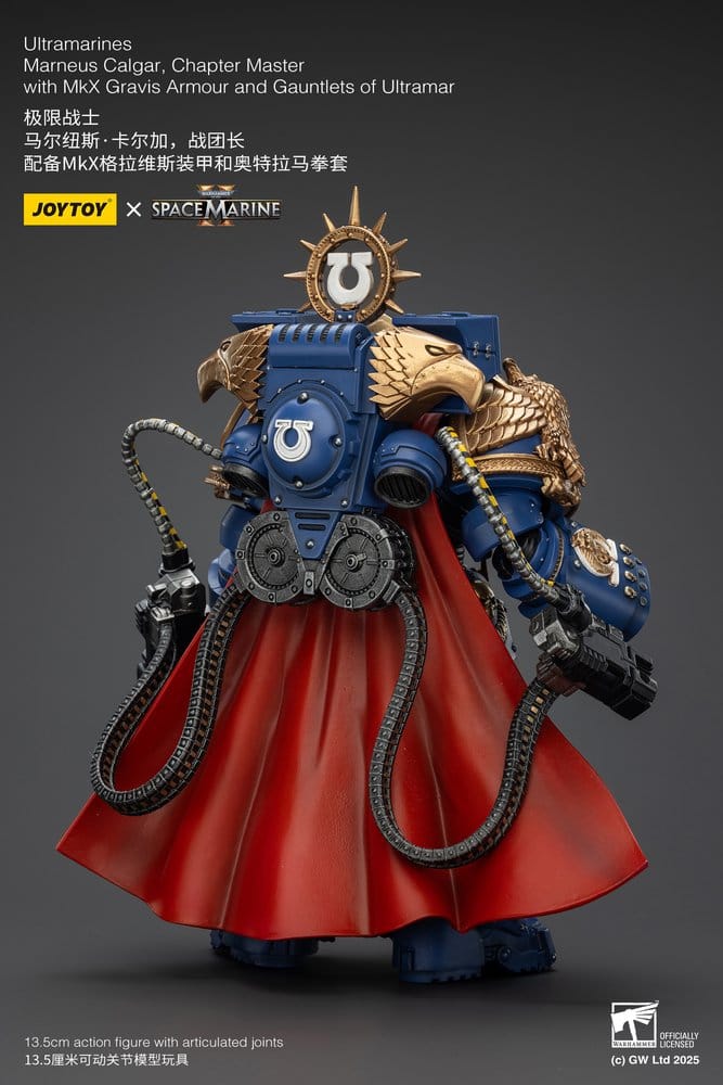 Warhammer 40k Action Figure Ultramarines Marneus Calgar Chapter Master with MKX Gravis Armor and Gauntlets of Ultramar 20 cm