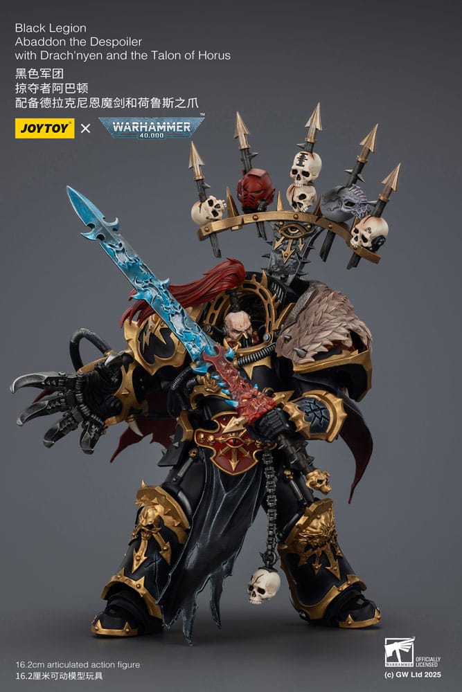 Warhammer 40,000 Action Figure  Black Legion Abaddon the Despoiler with Drach'nyen and the Talo 16 cm
