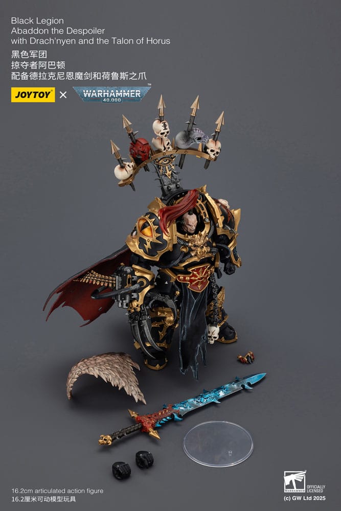 Warhammer 40,000 Action Figure  Black Legion Abaddon the Despoiler with Drach'nyen and the Talo 16 cm