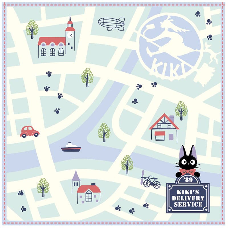 Studio Ghibli Mini Towel Kiki's Delivery Service City Map 25 x 25 cm