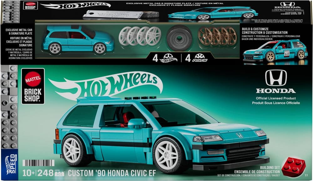Hot Wheels Speed Series Mattel Brick Shop Building Set 1/32 Custom '90 Honda Civic EF