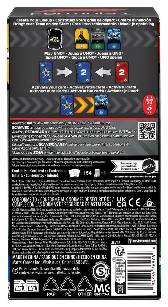 Formula 1 UNO Card Game Elite F1 Starter-Set