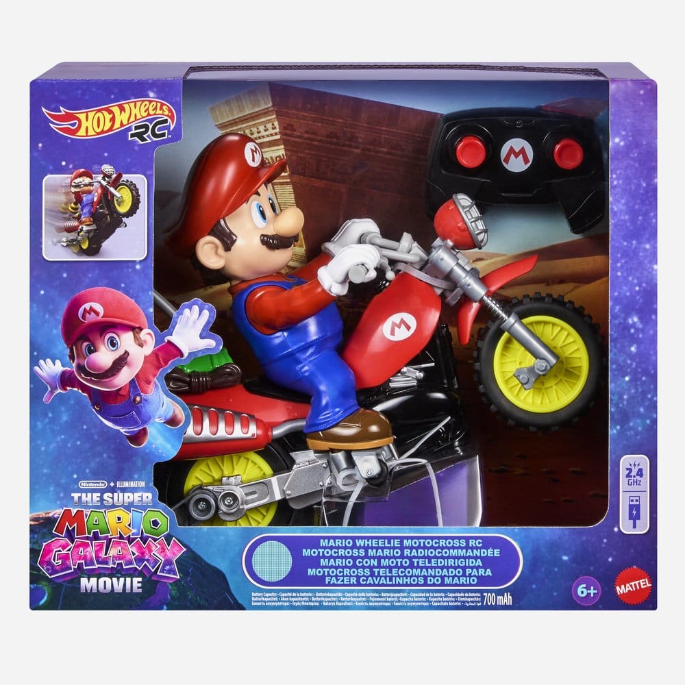The Super Mario Galaxy Movie Hot Wheels RC Vehicle Mario Wheelie Motocross