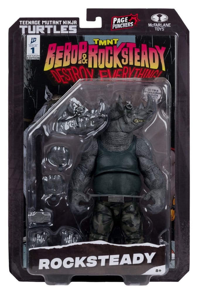 Teenage Mutant Ninja Turtles Page Punchers Action Figure Rocksteady 17 cm