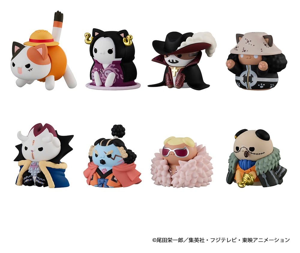 One Piece Mega Cat Project Nyan Piece Nyan! Luffy & the Seven Warlords of the Sea Mini Figures 3 cm Blind Box Display (8) (Repeat)