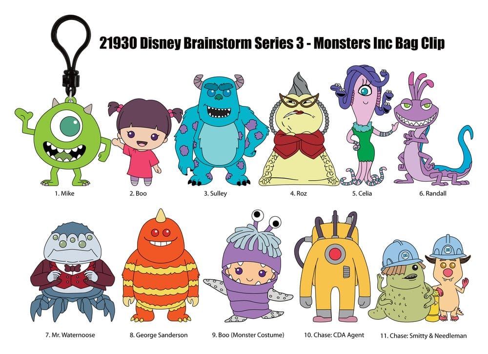 Monsters, Inc. 15th Anniversary 3D PVC Bag Clips Series 76 Display (24)