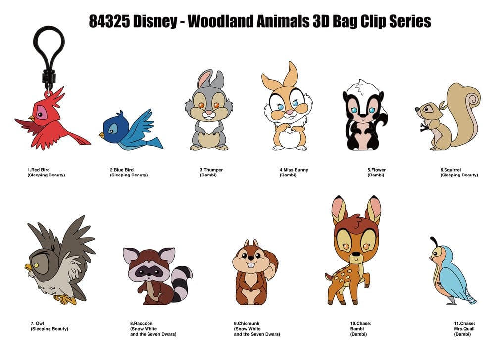 Disney 3D Foam Bag Clips Woodland Characters Series 76 Display (24)