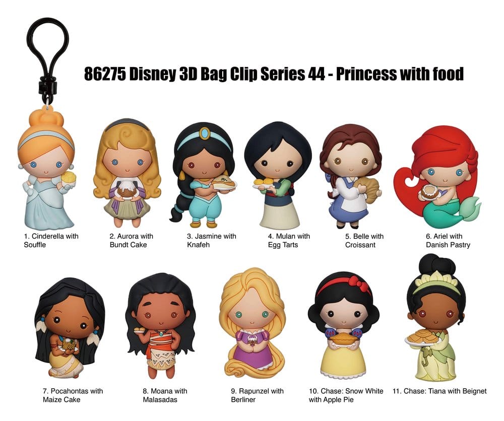 Disney PVC Bag Clips Princess with Food Serie 44 Display (24)
