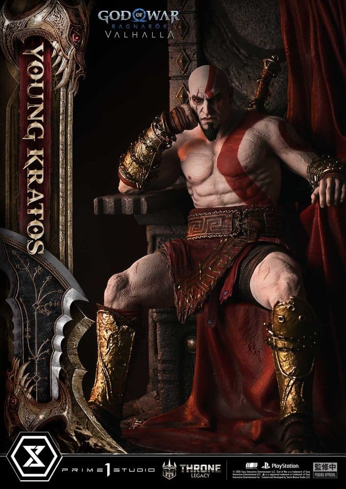 Throne Legacy God of War Series Statue 1/3 Ragnarok Young Thyself Kratos 91 cm