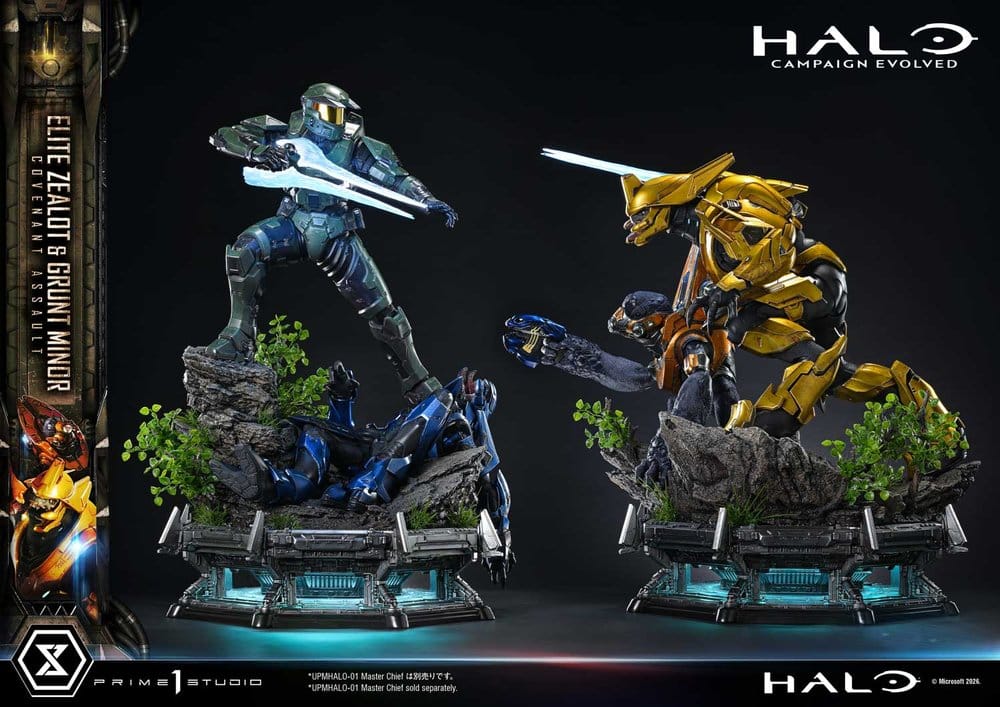 Halo: Campaign Evolved Ultimate Premium Masterline Series Statue 1/4 Elite Zealot & Grunt Minor: Covenant Assault 81 cm