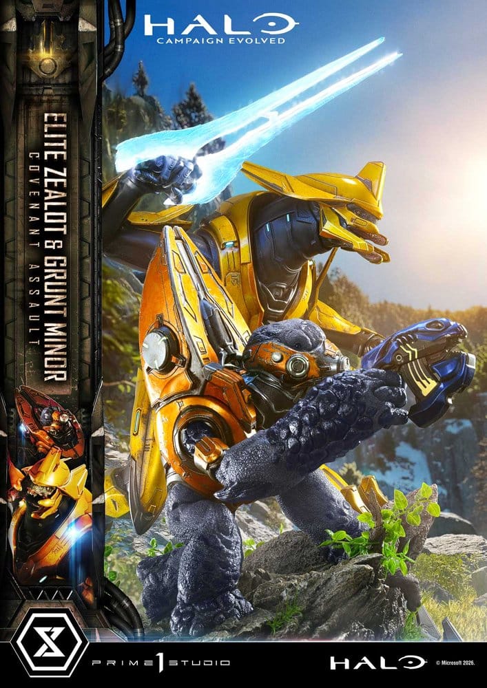 Halo: Campaign Evolved Ultimate Premium Masterline Series Statue 1/4 Elite Zealot & Grunt Minor: Covenant Assault 81 cm