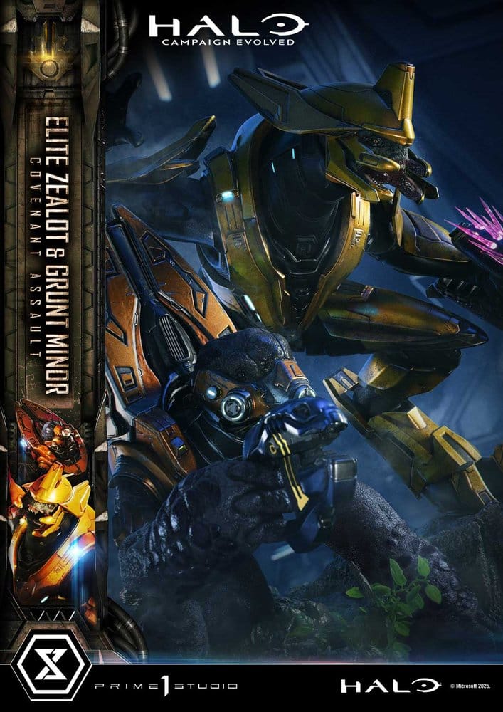 Halo: Campaign Evolved Ultimate Premium Masterline Series Statue 1/4 Elite Zealot & Grunt Minor: Covenant Assault 81 cm