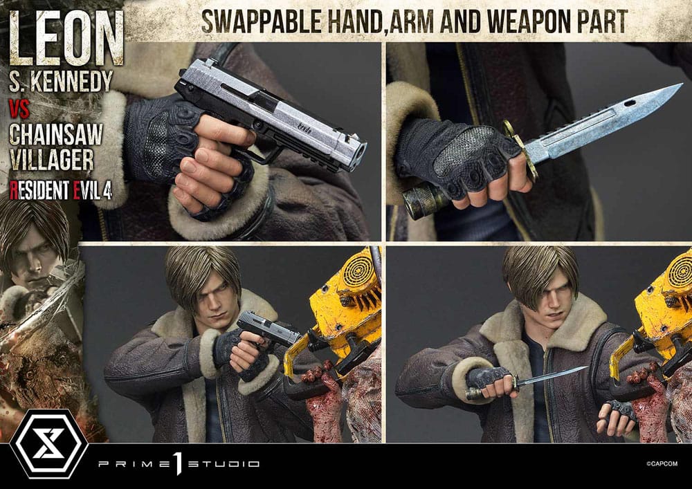 Resident Evil 4 Ultimate Premium Masterline Series Statue 1/4 Leon S. Kennedy vs. Chainsaw Villager Bonus Ver. 76 cm