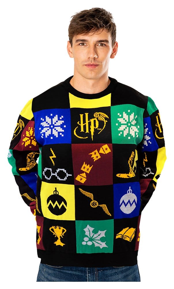 Harry Potter Christmas Sweater Deluxe Patchwork Knitted Size L