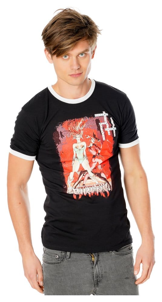 Gotham City Sirens T-Shirt Crossword Black Ringer Size XL