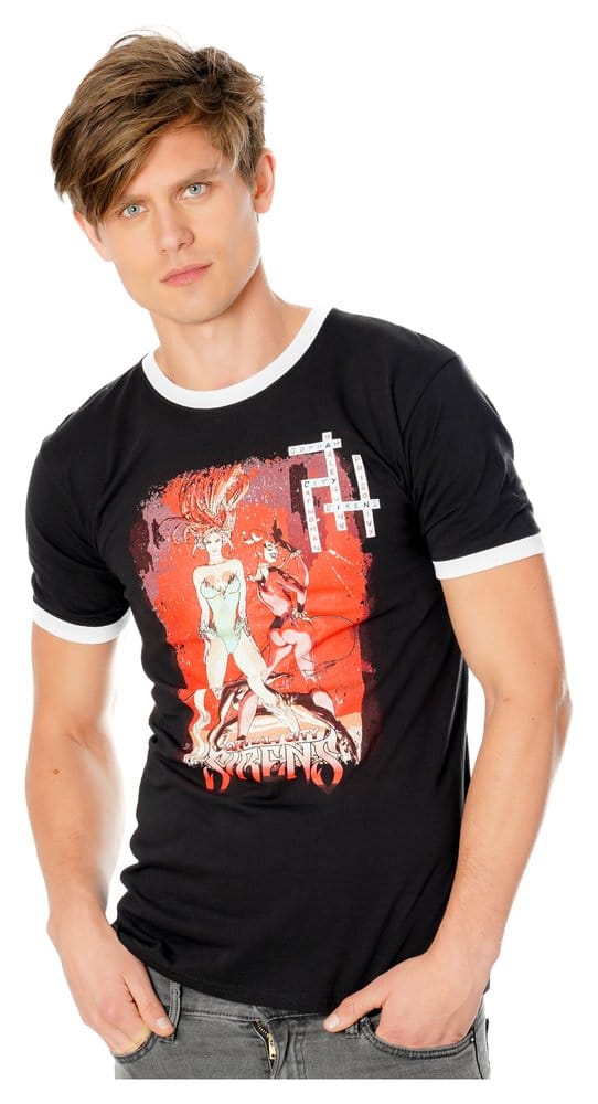 Gotham City Sirens T-Shirt Crossword Black Ringer Size L