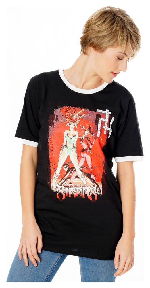 Gotham City Sirens T-Shirt Crossword Black Ringer Size XXL