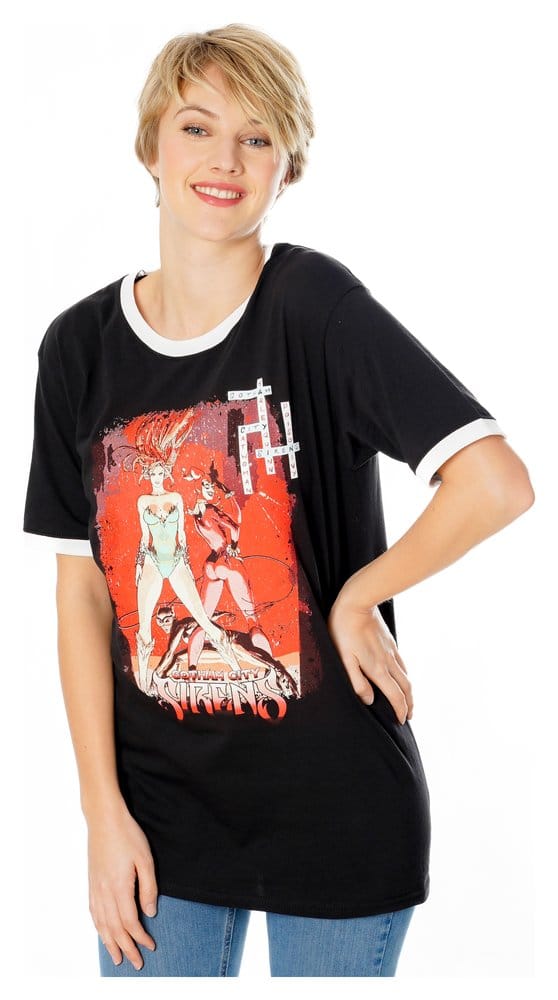 Gotham City Sirens T-Shirt Crossword Black Ringer Size M