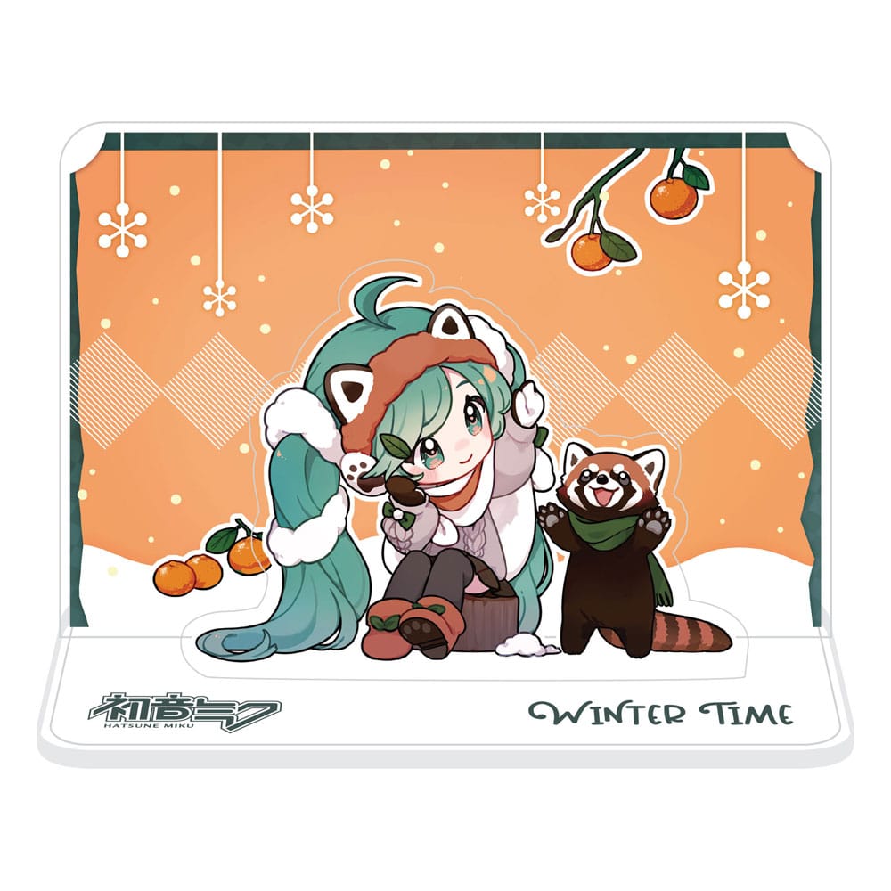 Hatsune Miku Acrylic Figure Standee Miku and Red Panda (Winter Time) 11 cm