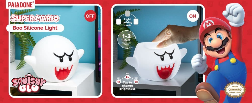 Super Mario SquishyGlo Silicon Light Boo Rechargeable V2 14 cm