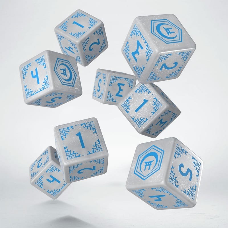 Shadow Scar Dice Set of 8 Essential White & Blue