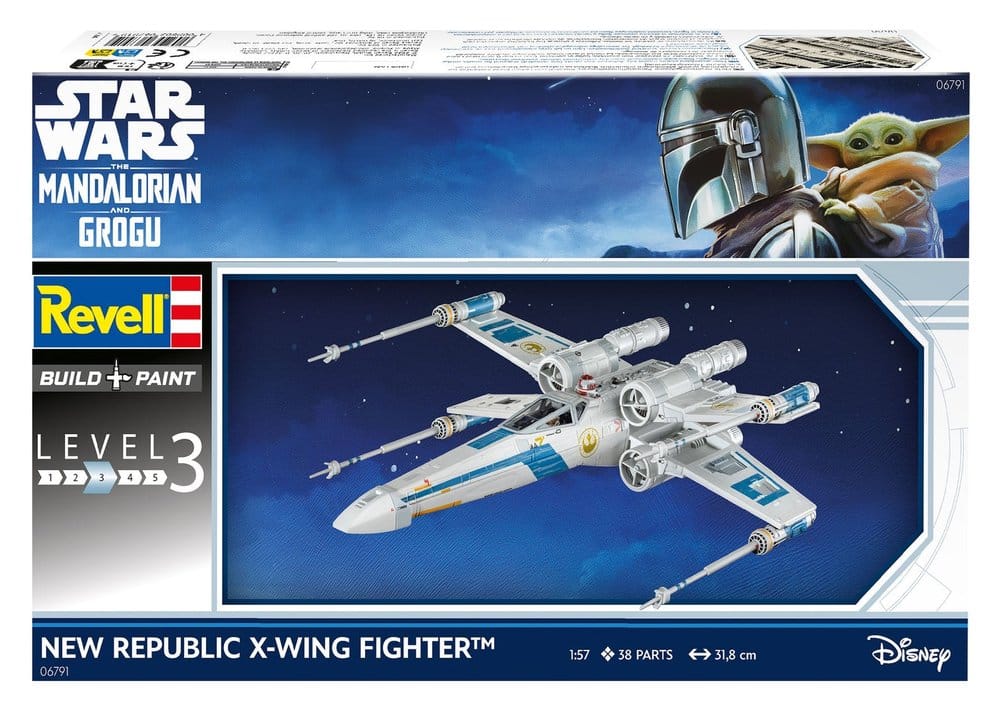 Star Wars The Mandalorian and Grogu Revell Model Kit 1/57 New Republic X-Wing Fighter 22 cm