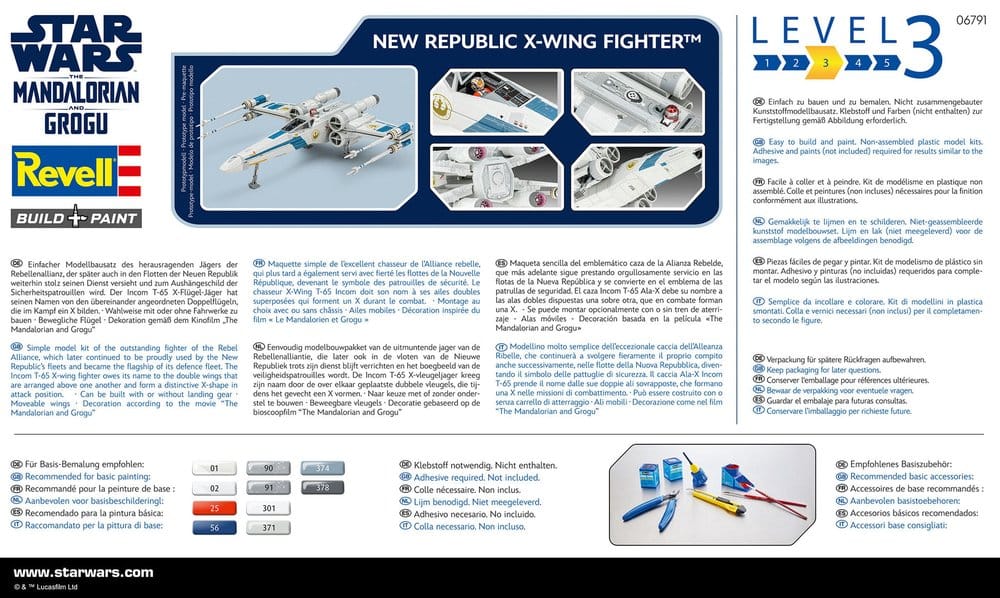 Star Wars The Mandalorian and Grogu Revell Model Kit 1/57 New Republic X-Wing Fighter 22 cm