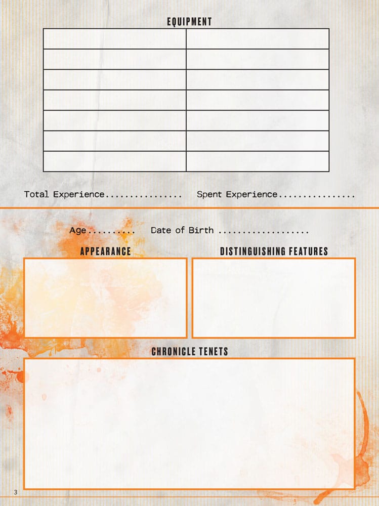 Hunter: The Reckoning 5th Edition RPG Journal Expanded Character Sheet Journal *English Version*