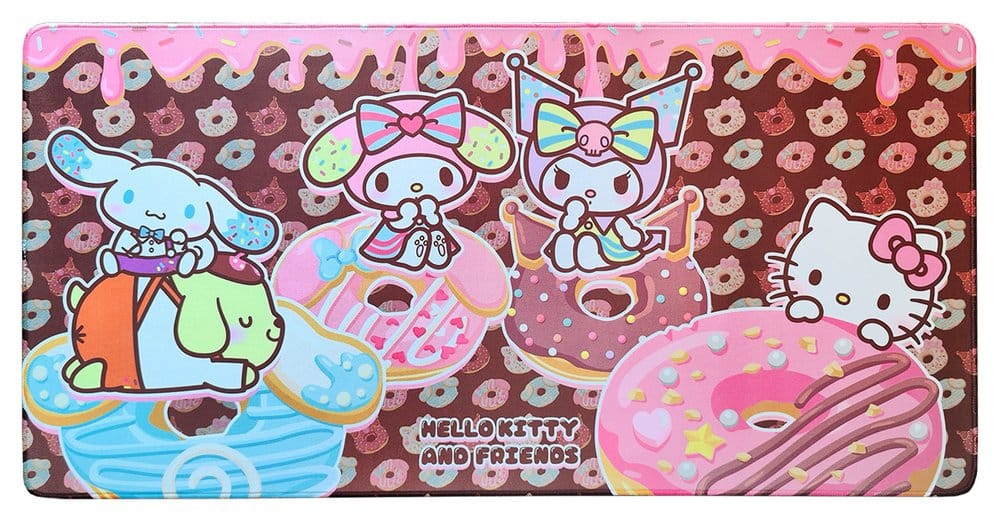 Sanrio Pink Black Party Series XXL Mousepad Hello Kitty & Friends Donuts