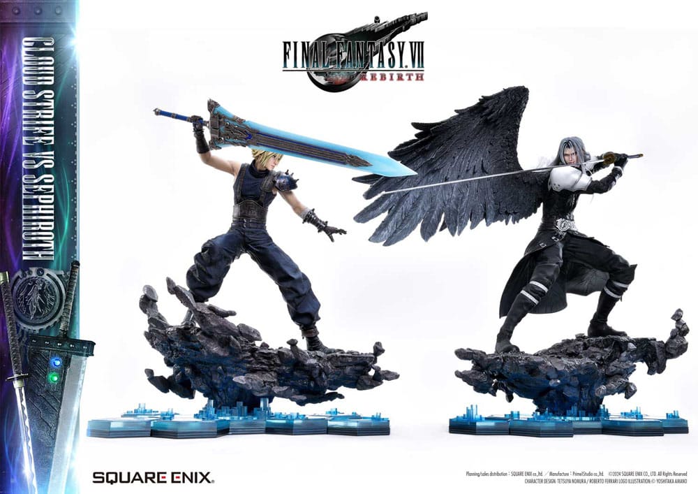 Final Fantasy VII Rebirth Statues 2-Pack 1/4 Cloud Strife vs Sephiroth 69 cm