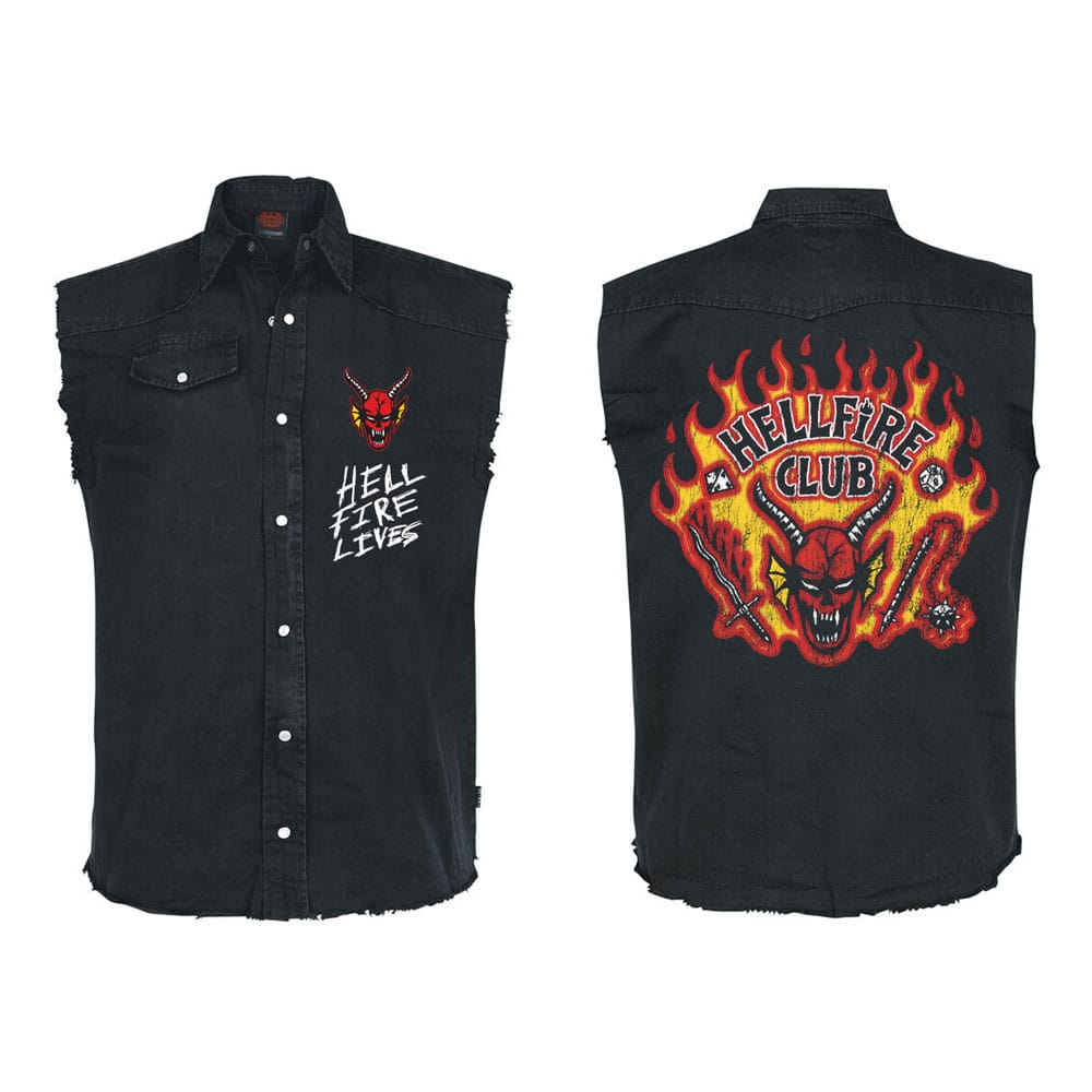 Stranger Things Work Shirt Hellfire Distressed Size S