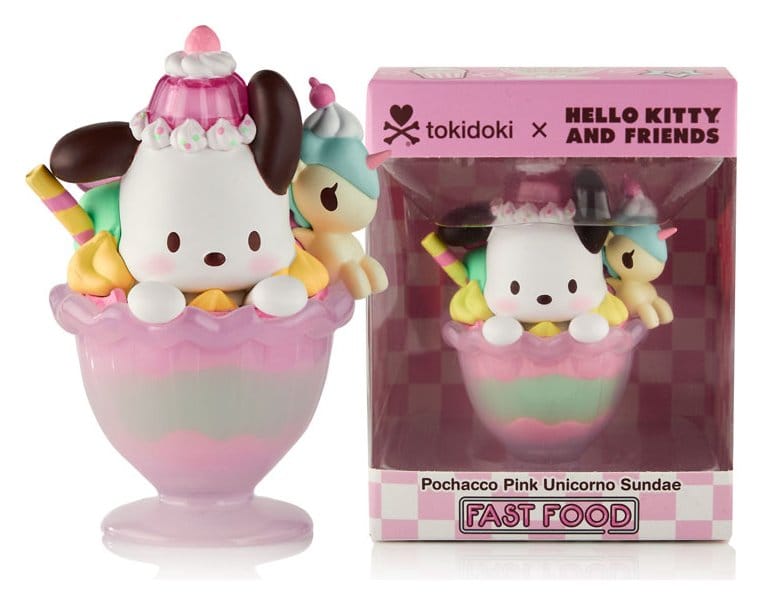 Hello Kitty & Friends Window Box Figure Fast Food Pochacco Pink Unicorn Sundae 9 cm