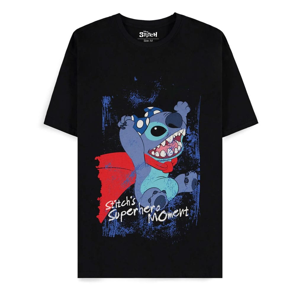 Lilo & Stitch T-Shirt Superhero Black Size M