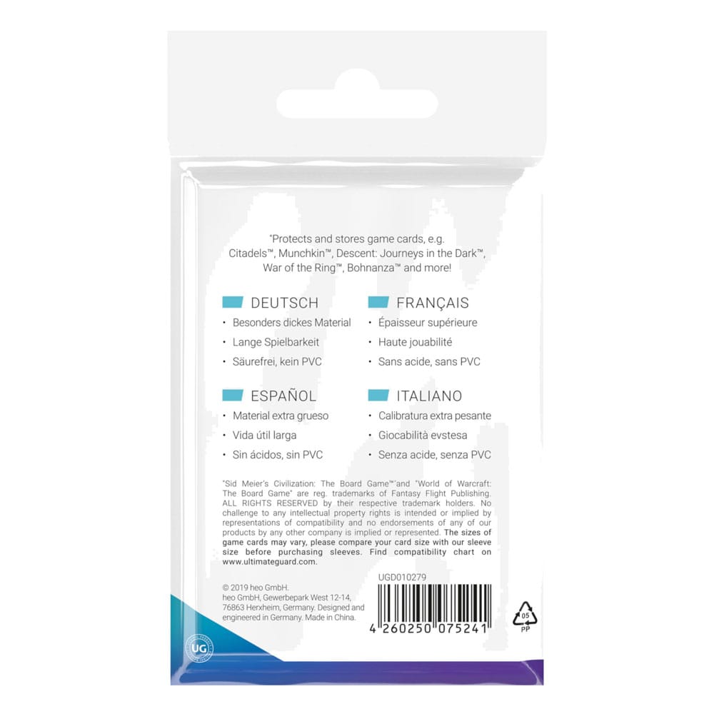 Ultimate Guard Premium Soft Sleeves for Board Game Cards Standard American (60)
