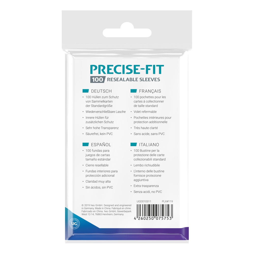 Ultimate Guard Precise-Fit Sleeves Resealable Standard Size Transparent (100)