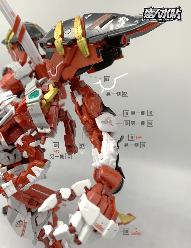 D.L Model Decal - S24 - MG Gundam Astray Red Frame Orangutan Arm 1/100