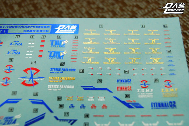 D.L Model Decal - S11 - MG ZGMF-X20A Strike Freedom Gundam 1/100
