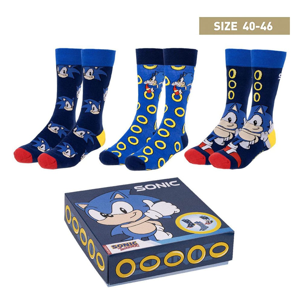 Sonic the Hedgehog Socks 3-Pack Sonic 40-46