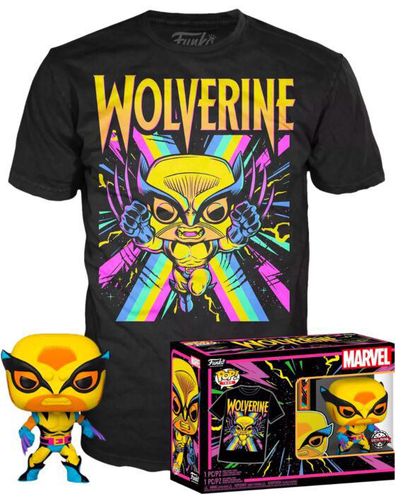 Marvel X-Men POP! & Tee Box Wolverine (Blacklight) Size M