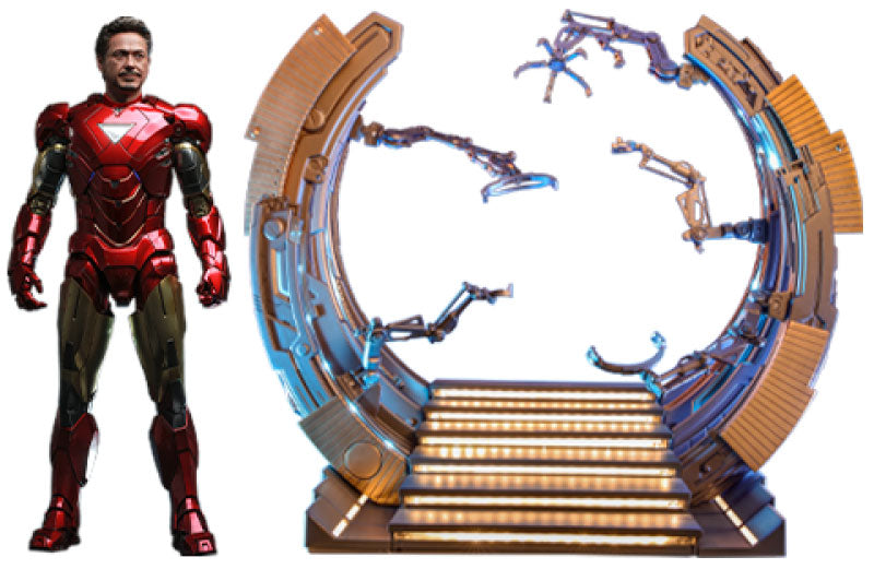 Marvel's The Avengers Movie Masterpiece Diecast Action Figure 1/6 Iron Man Mark VI (2.0) with Suit-Up Gantry 32 cm