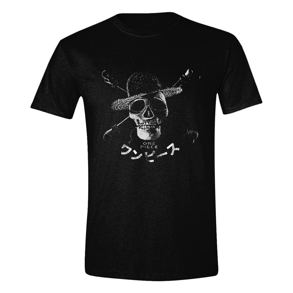 One Piece Live Action T-Shirt Greyscale Skull Size XXL
